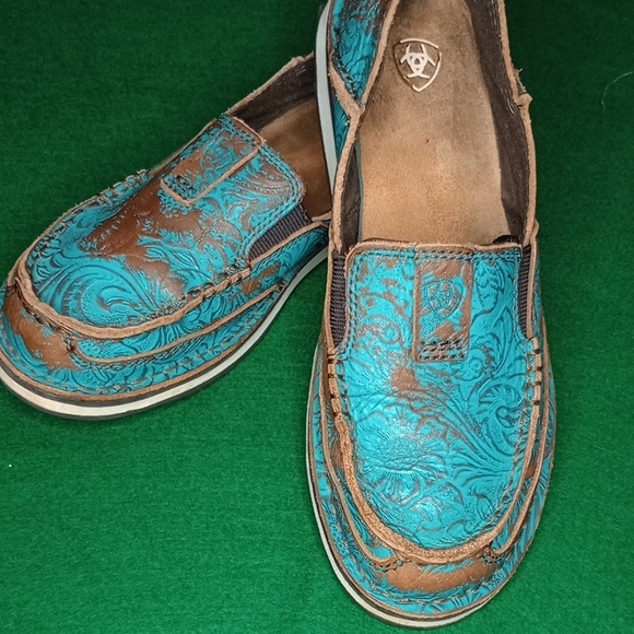 Ariat Turquoise and Brown Loafers - Picture 1 of 8